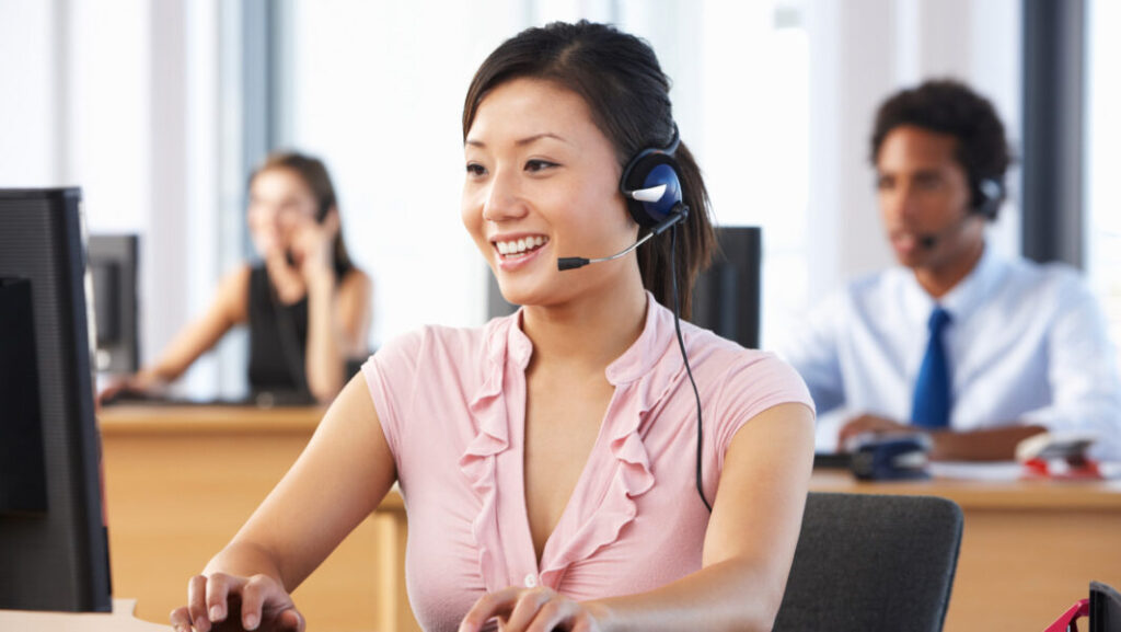 Woman Working in Contact Center